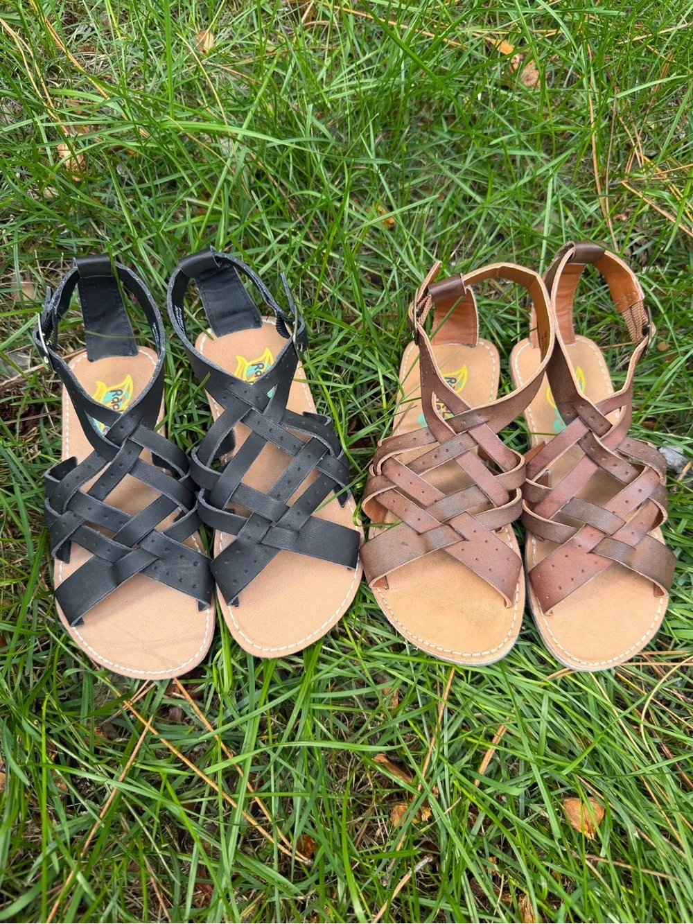 2 NEW PAIRS • Rachel Shoes Kids Size 9 Woven Gladiator Sandals • Black + Brown